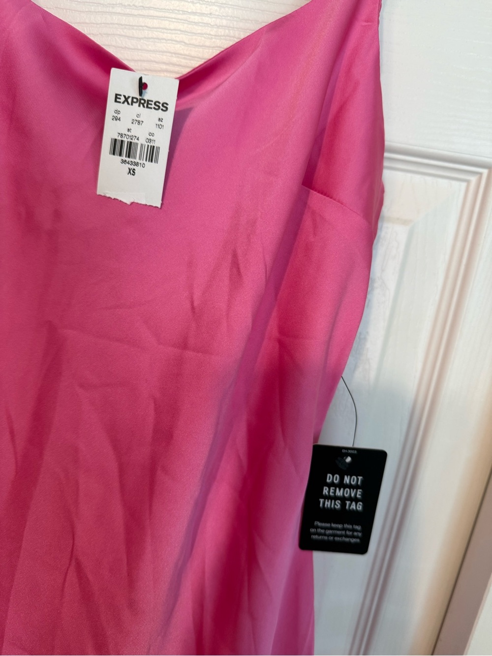 Express Hot Pink Satin Cami Dress - Picture 2 of 3